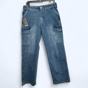 True Religion Denim Cargo Jeans Sz 29 Straight Medium Wash NWT Y2K Streetwear